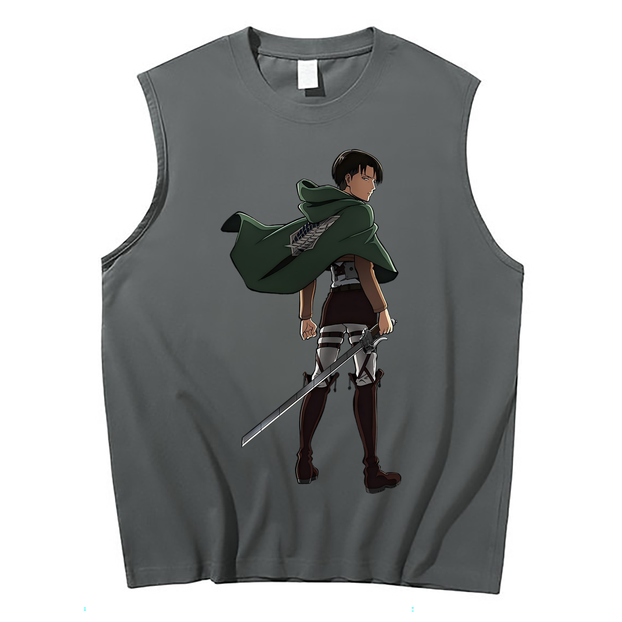 （画像用） 進撃の巨人 リヴァイ·アッカーマン Attack on Titan Levi Ackerman コットン100％タンクトップ（フロントプリント）